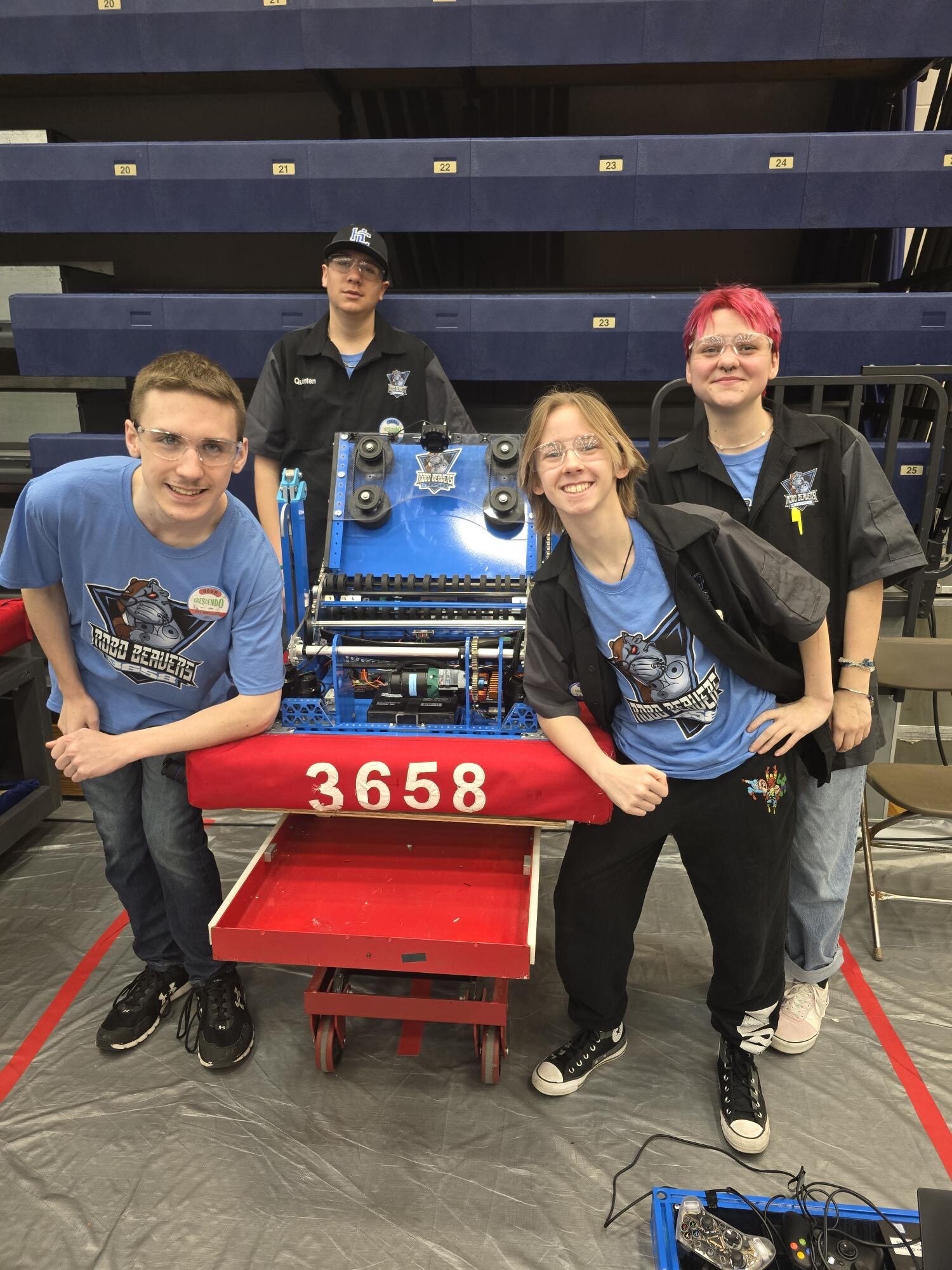 Robotics team with robot.